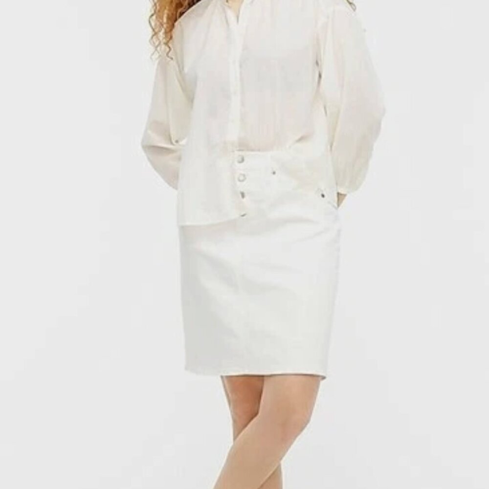 J. Crew White Button-Front Denim Skirt - Size 28